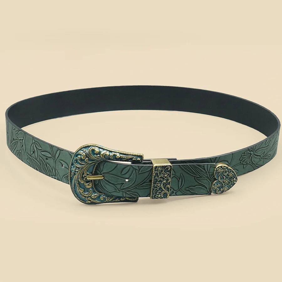 Vintage Carved Leaf Women's Belt